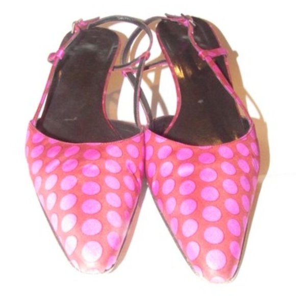 Kate Spade Fuchsia Polka Dots Over Brown Silk - Picture 1 of 8